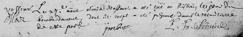 Copie de l'acte de décès du père de La Buse